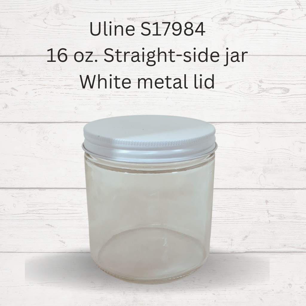 Clear Straight-Sided Glass Jars - 16 oz, Black Metal Cap